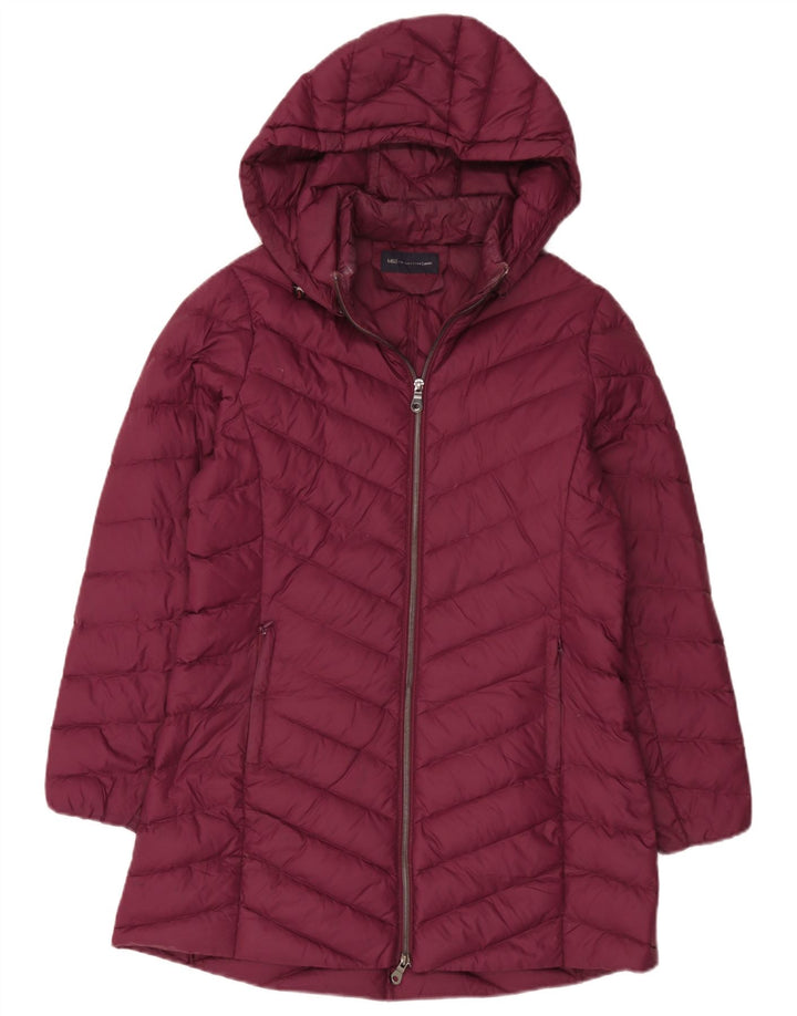 Palton căptușit cu glugă pentru femei Marks & Spencer UK 12 Medium Burgundy Poliamidă