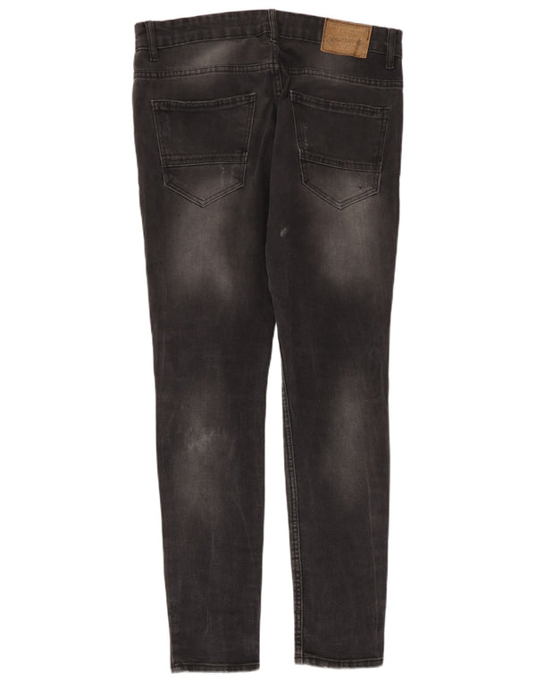 Blugi skinny învechiți pentru bărbați Zara EU 42 Large W33 L27 Bumbac negru