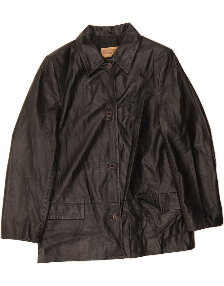 VINTAGE Womens Leather Jacket IT 42 Medium Black Leather Vintage Vintage and Second-Hand Vintage from Messina Hembry 