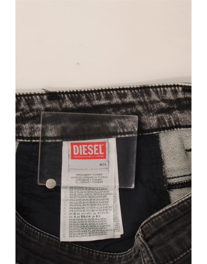 DIESEL Blugi crop conici pentru femei W25 L24 bumbac gri