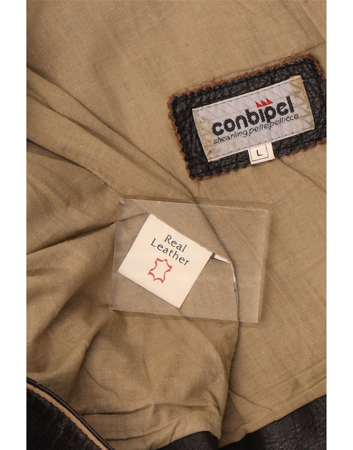 Gilet din piele pentru bărbați Conbipel UK 40, maro, piele mare