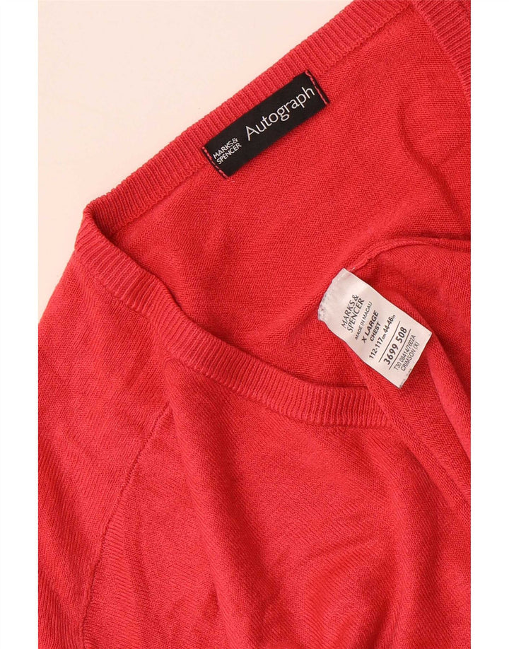 Pulover cu decolteu în V cu autograf pentru bărbați Marks & Spencer, XL, roșu acrilic