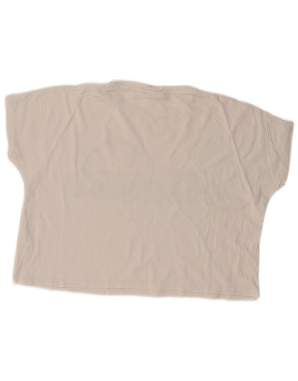 Tricou cu grafic crop supradimensionat pentru femei ELLESSE Heritage UK 6 XS Alb