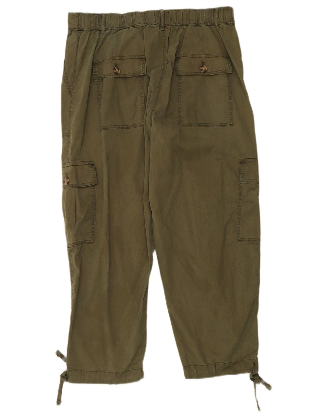 Pantaloni tăiați obișnuiți pentru femei Marks & Spencer UK 14 Large W34 L23 Khaki