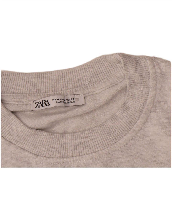 Pulover oversize Crop pentru femei Zara UK 14 Gri mediu