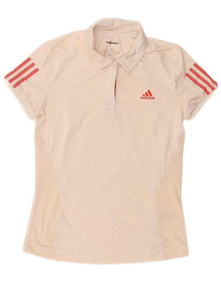 Tricou polo Adidas Climacool pentru femei UK 12/14 Poliester alb mediu