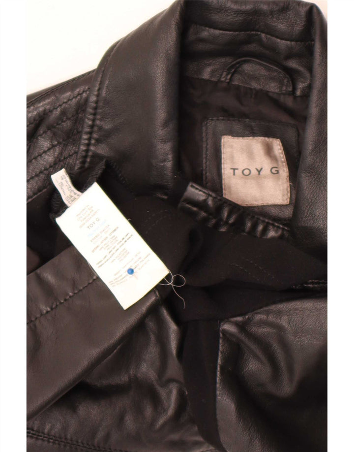 Toy G Jachetă de motociclist din piele crop pentru femei UK 8 Mic din piele neagră