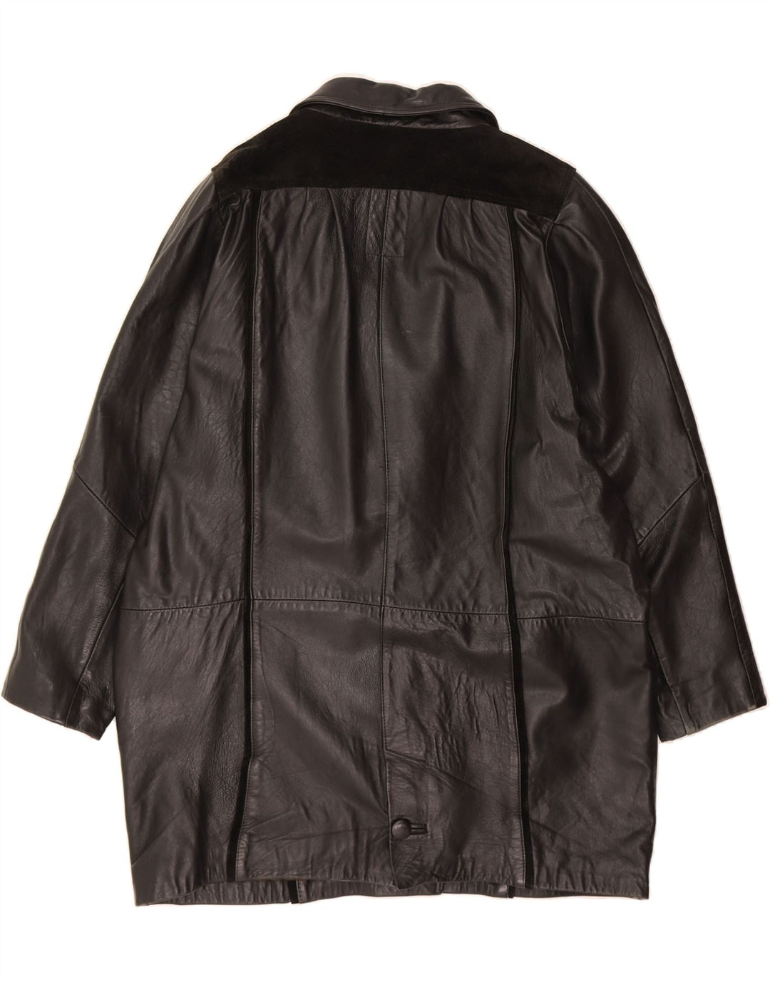 SARDAR Womens Oversized Leather Coat UK 18 XL Black Leather Vintage Sardar and Second-Hand Sardar from Messina Hembry 
