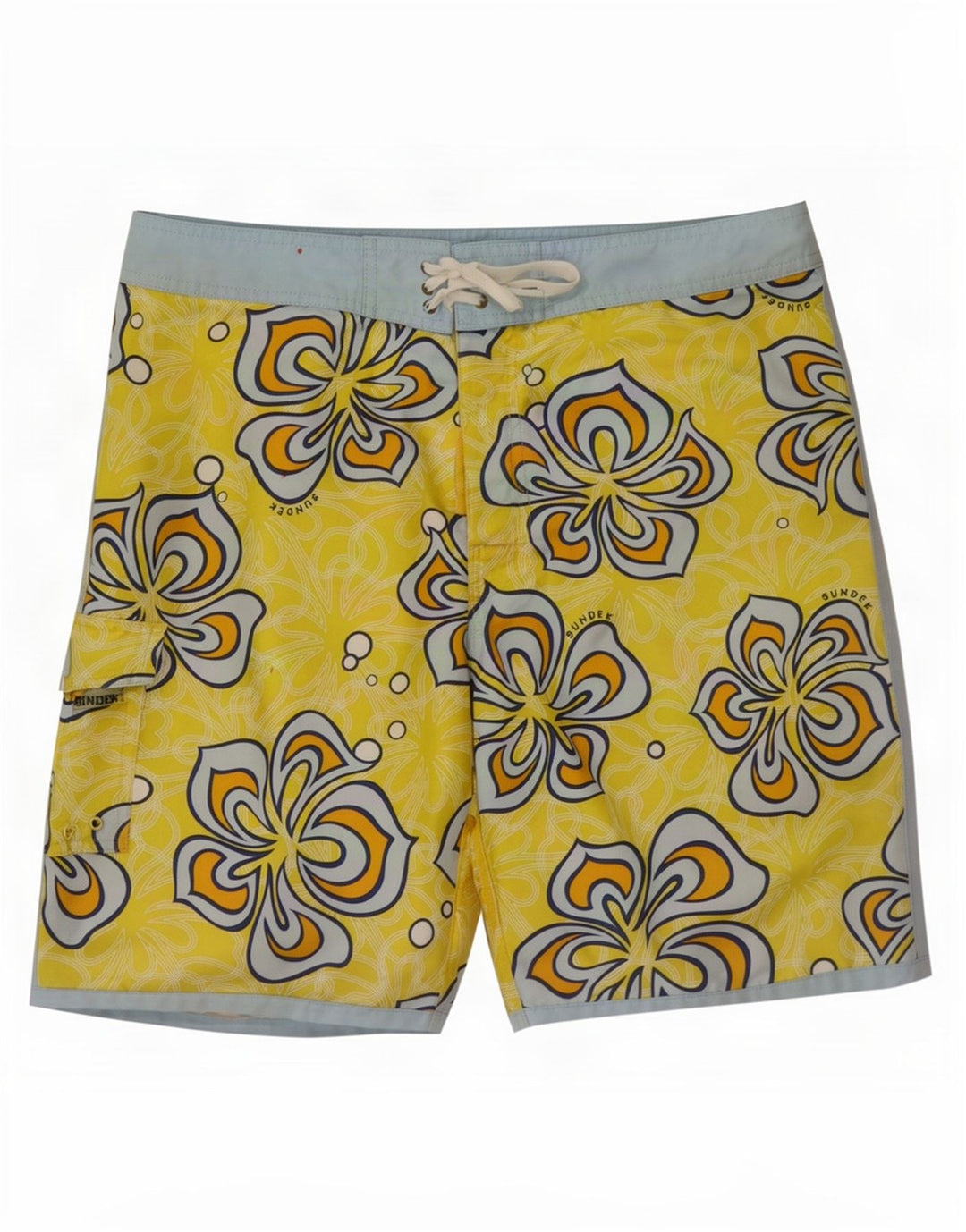 Sundek Pantaloni scurți de înot pentru bărbați, poliester floral, galben mediu