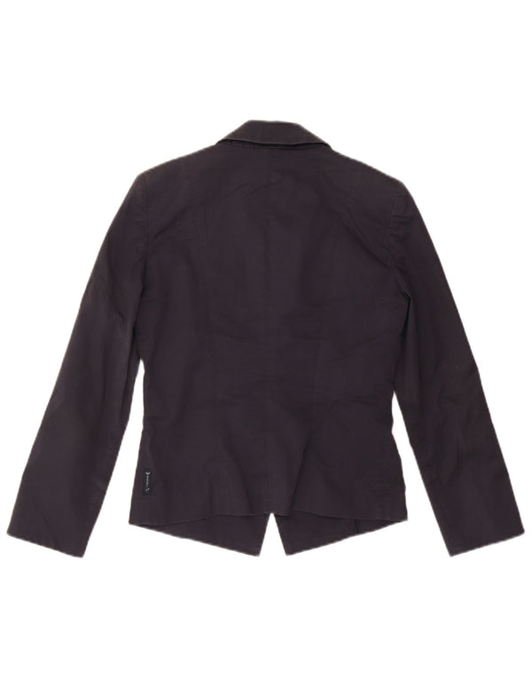 ARMANI Jachetă pentru femei Crop 2 Button Blazer US 4 Small Bluemarin Bumbac