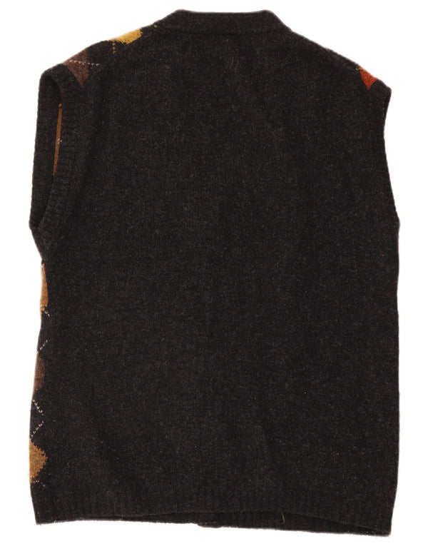 Burlington Pulover Cardigan fără mâneci pentru bărbați Medium Black Argyle/Diamond