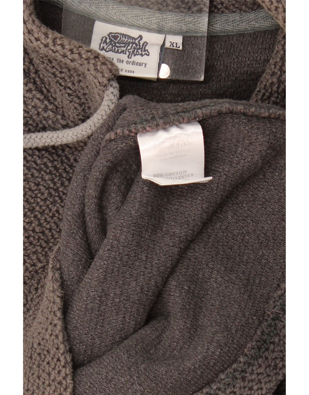 Hanorac pentru bărbați Weird Fish, cu fermoar, cu gât, XL, bumbac gri