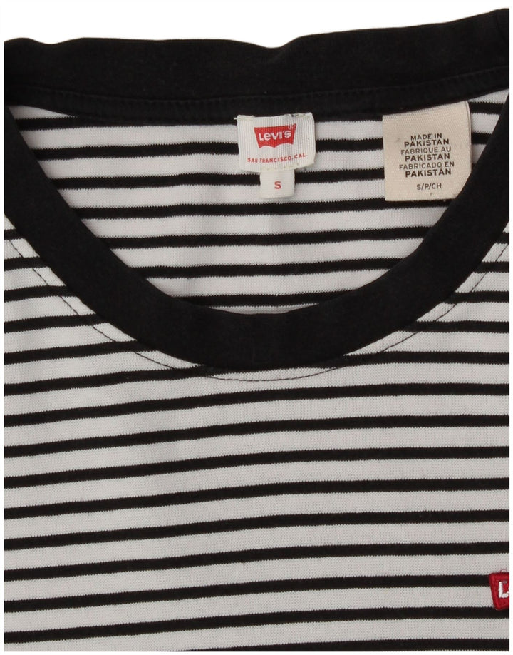 Top pentru femei Levi's cu mânecă lungă UK 10, bumbac alb cu dungi mici