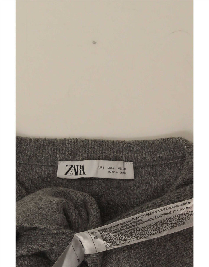 Pulover cardigan pentru femei Zara UK 14 mare poliester gri