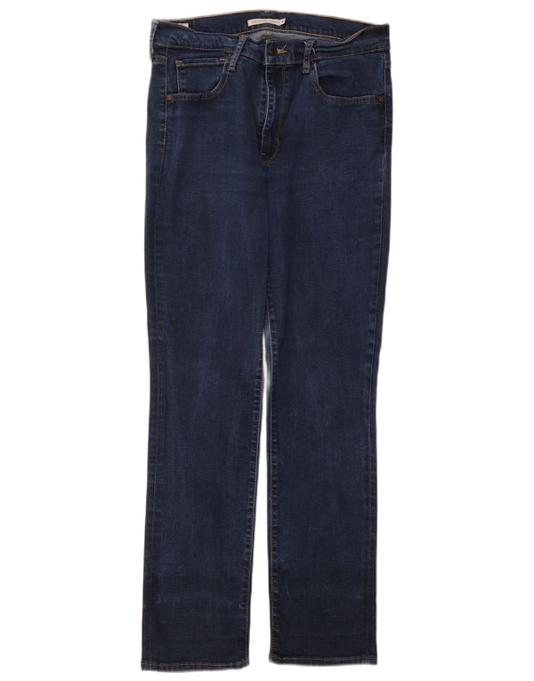 Blugi drepti cu talie mare 724 Levi's pentru femei W32 L30 bleumarin Lyocell