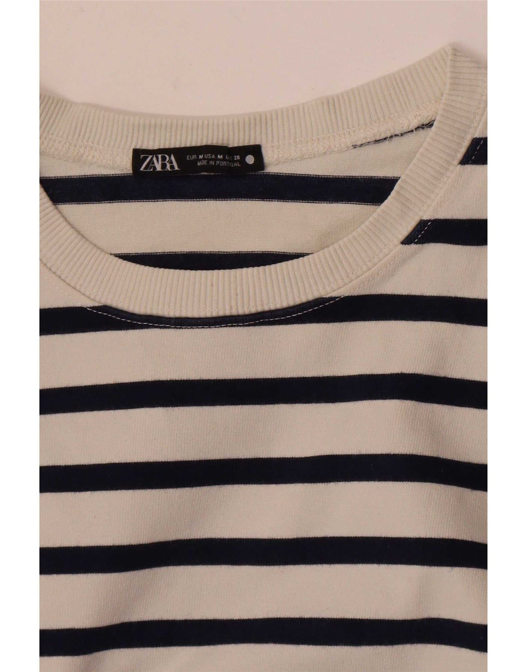 Top pentru femei Zara cu mânecă lungă UK 14 Medium White Striped