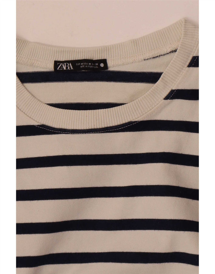 Top pentru femei Zara cu mânecă lungă UK 14 Medium White Striped