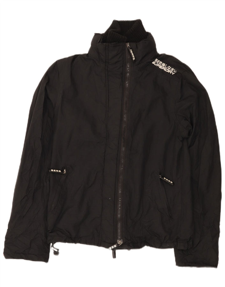 Jachetă de ploaie grafică Superdry pentru fete 11-12 ani, mare, negru, nailon
