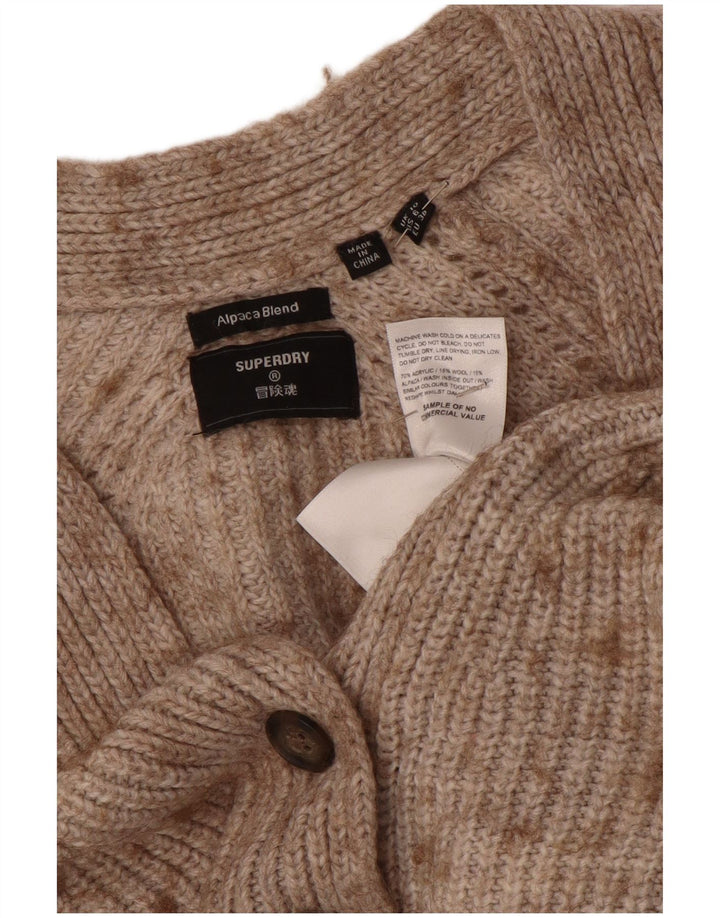 Pulover cardigan supradimensionat Superdry pentru femei UK 10 mic bej cu pete