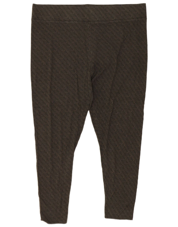 Marks & Spencer Womens Capri Leggings UK 20 2XL Khaki Geometric Viscose