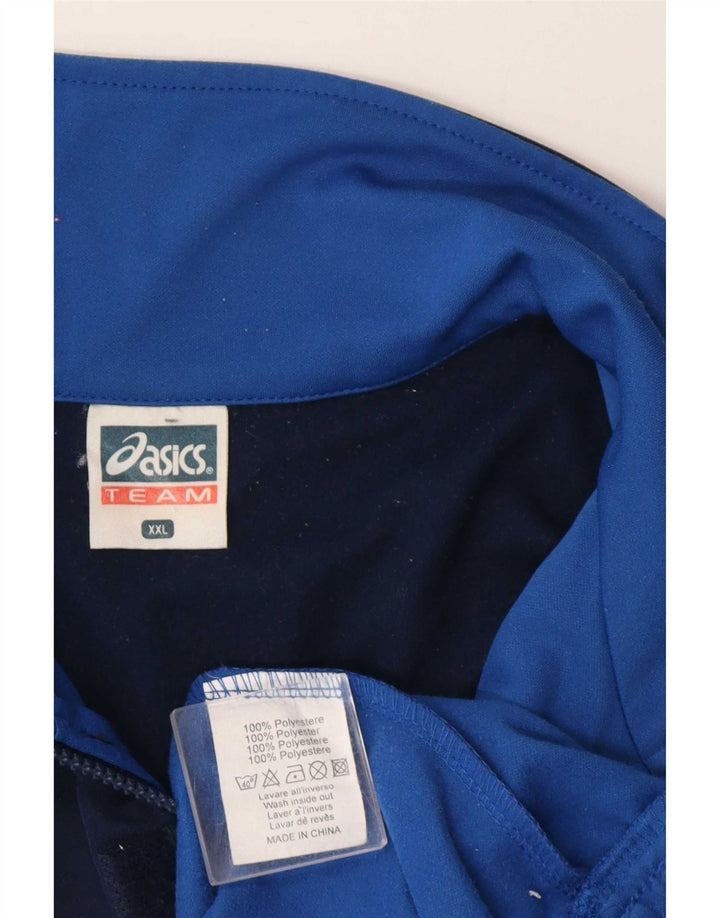 Top de trening Asics pentru bărbați, cu fermoar și gât, 2XL, albastru, bloc de culoare