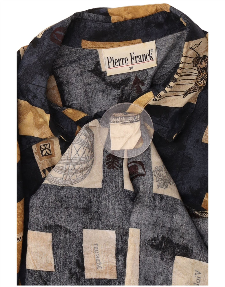 Cămașă Vintage Femei EU 38 Mediu Bleumarin Patchwork Viscoză