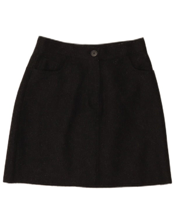 Fustă A-Line pentru femei VINTAGE IT 42 Medium W26 Lână neagră