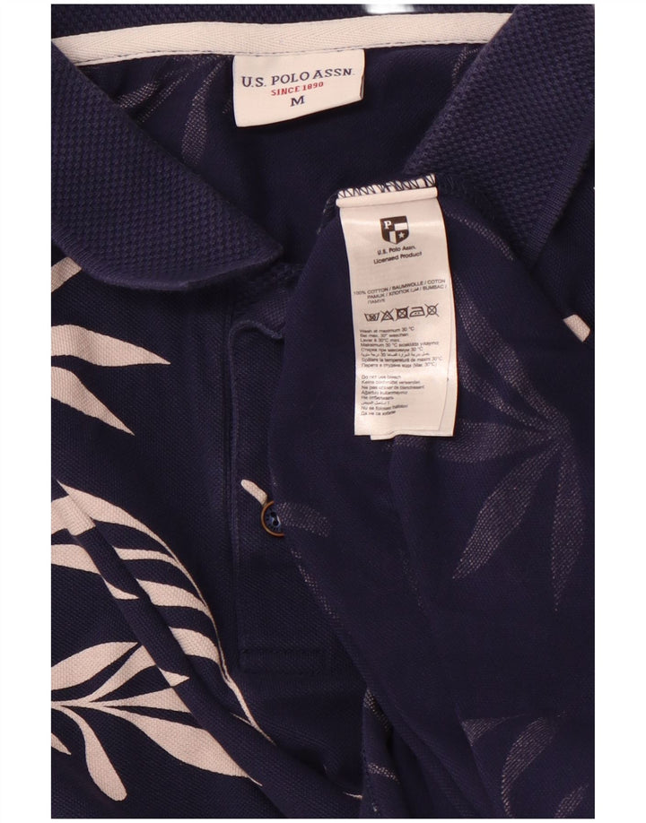 U.S. POLO ASSN. Tricou polo pentru bărbați, bumbac floral, albastru marin mediu
