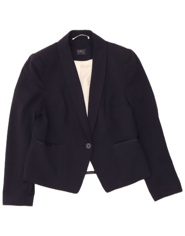Marks & Spencer pentru femei Blazer Jacket UK 12 Medium Bleumarin Poliester