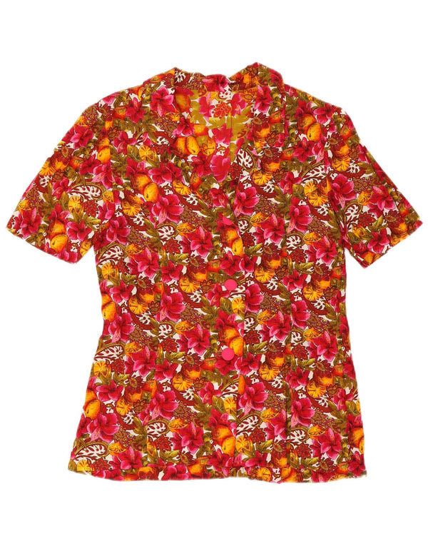 Bluză cămașă cu mânecă scurtă pentru femei vintage UK 12 Medium Multicolor Floral