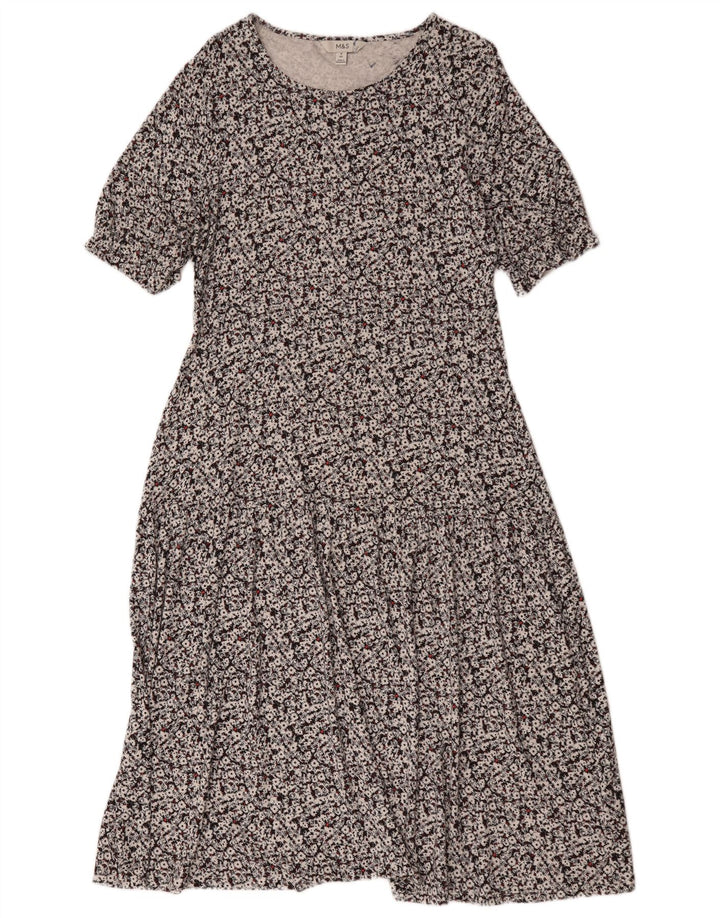 Rochie Maxi pentru femei Marks & Spencer UK 14 Medium Black Floral Viscose