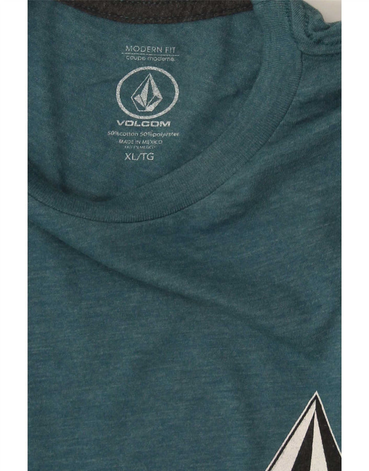Top grafic cu mânecă lungă, XL, albastru, din bumbac, Volcom