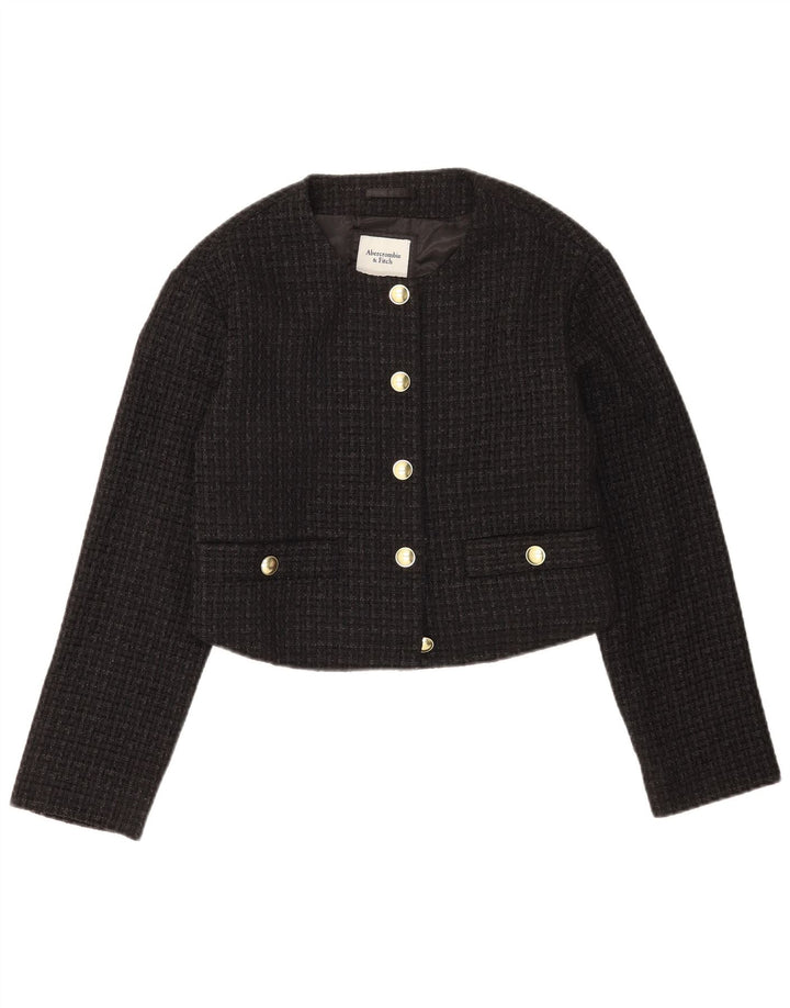 Jachetă Abercrombie & Fitch pentru femei Crop Blazer UK 10 Small Black Check