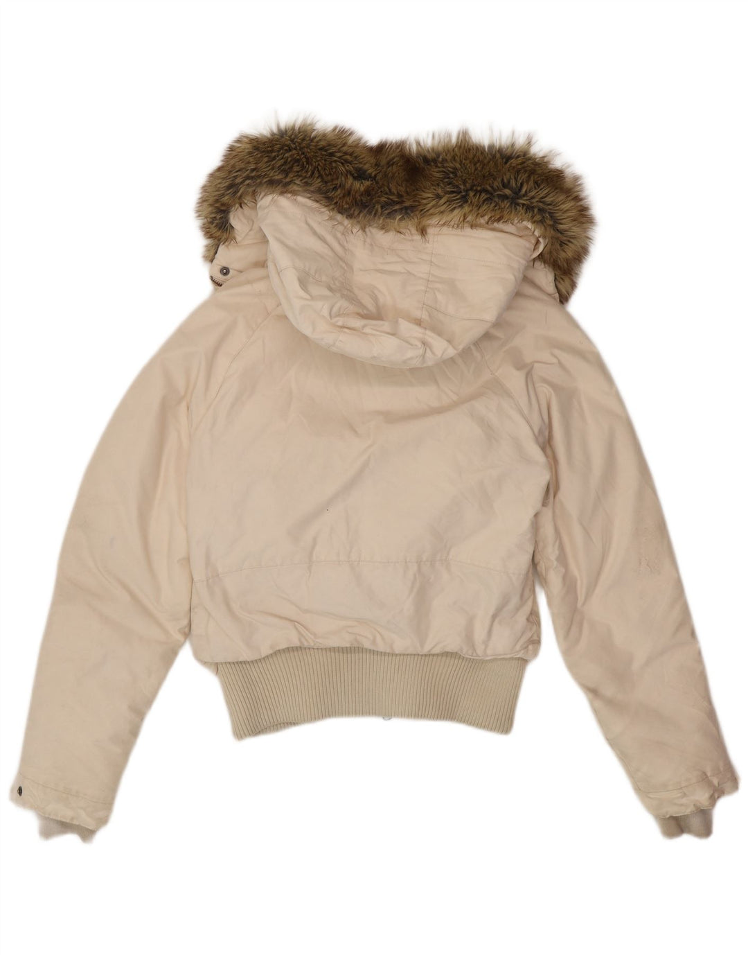 Jachetă căptușită cu glugă Woolrich pentru femei UK 14, bumbac alb mediu