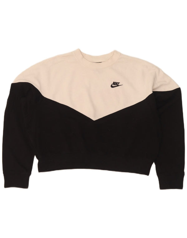 Pulover de hanorac oversized Crop Nike pentru femei UK 18 XL Negru Colorblock