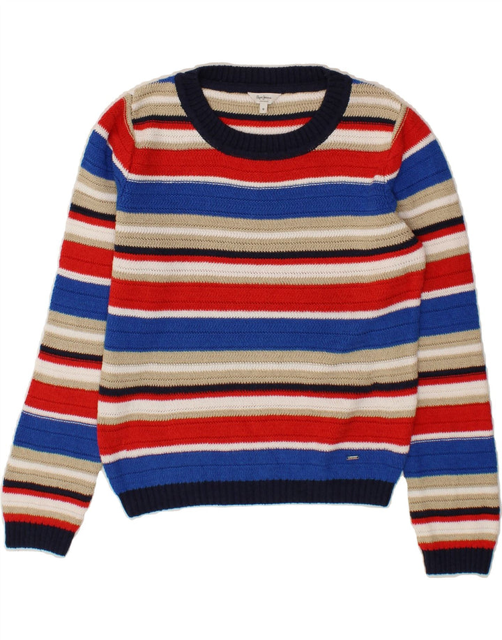 PEPE JEANS Womens Boat Neck Jumper Sweater UK 14 Medium Multicoloured Vintage PEPE Jeans and Second-Hand PEPE Jeans from Messina Hembry 