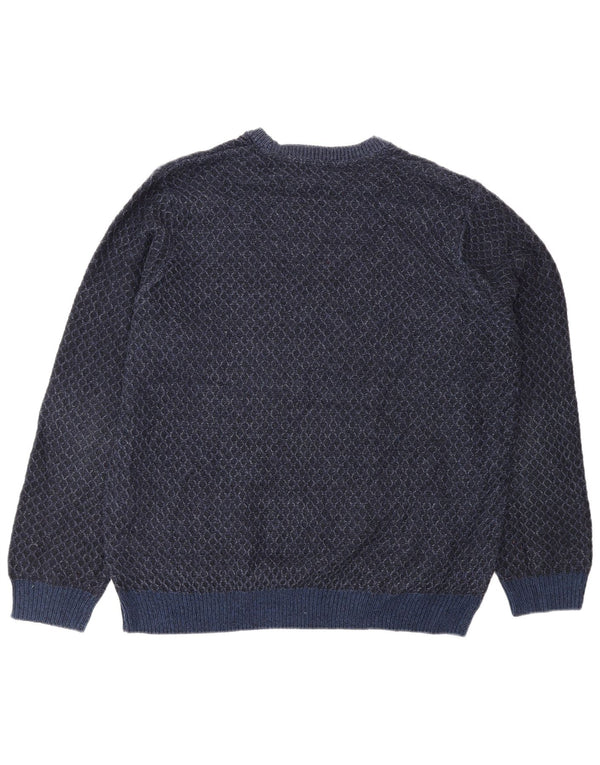 Pulover pentru bărbați Marks & Spencer cu gât crew pulover XL bleumarin geometric