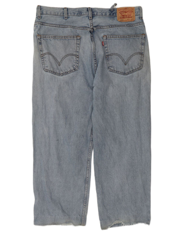 Blugi tăiați pentru bărbați Levi's 550 distressed relaxed fit W38 L26 bumbac albastru