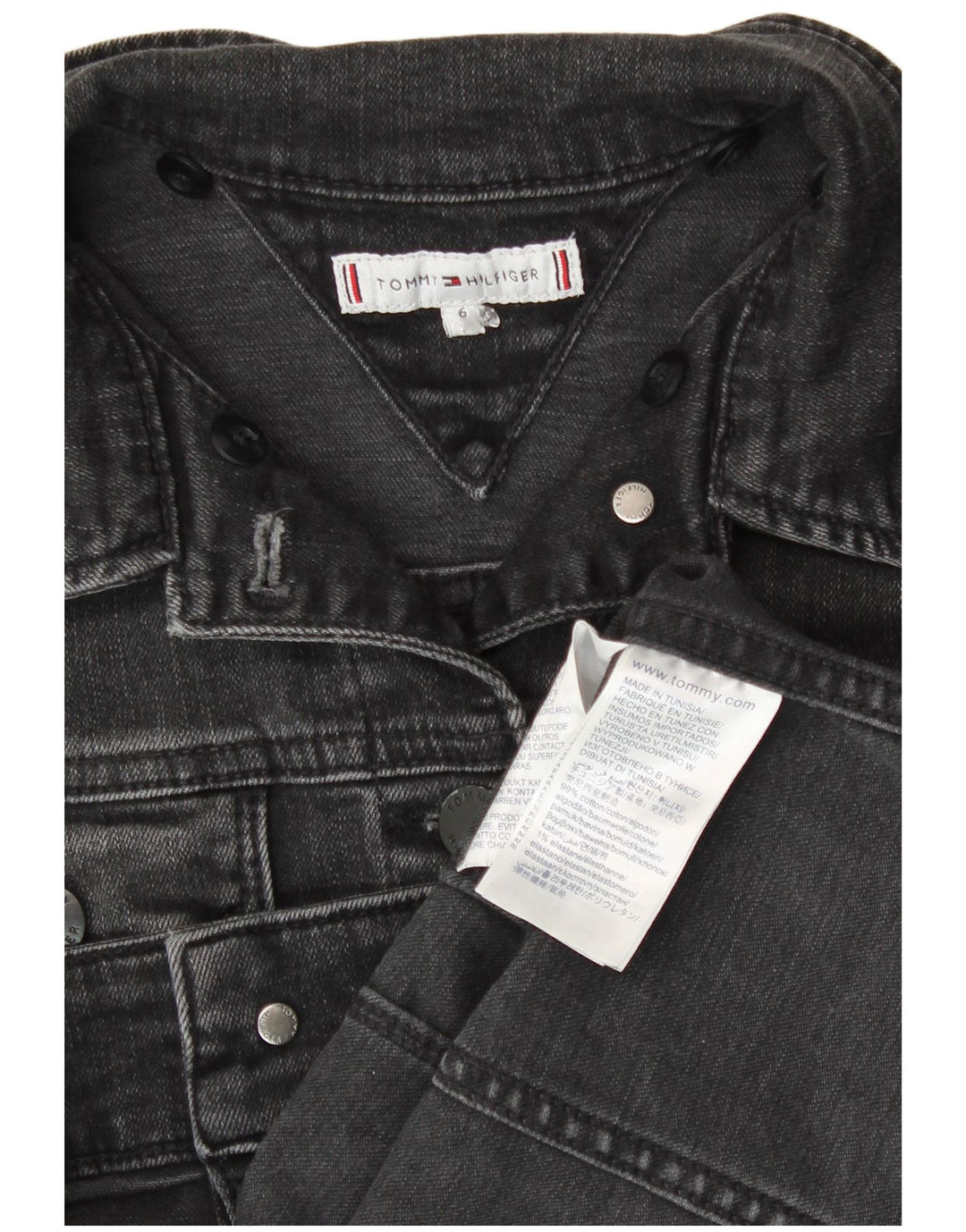 Jachetă de denim crop pentru femei Tommy Hilfiger US 6, bumbac gri mediu