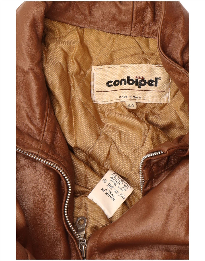 CONBIPEL Womens Leather Jacket IT 44 Medium Brown Leather
