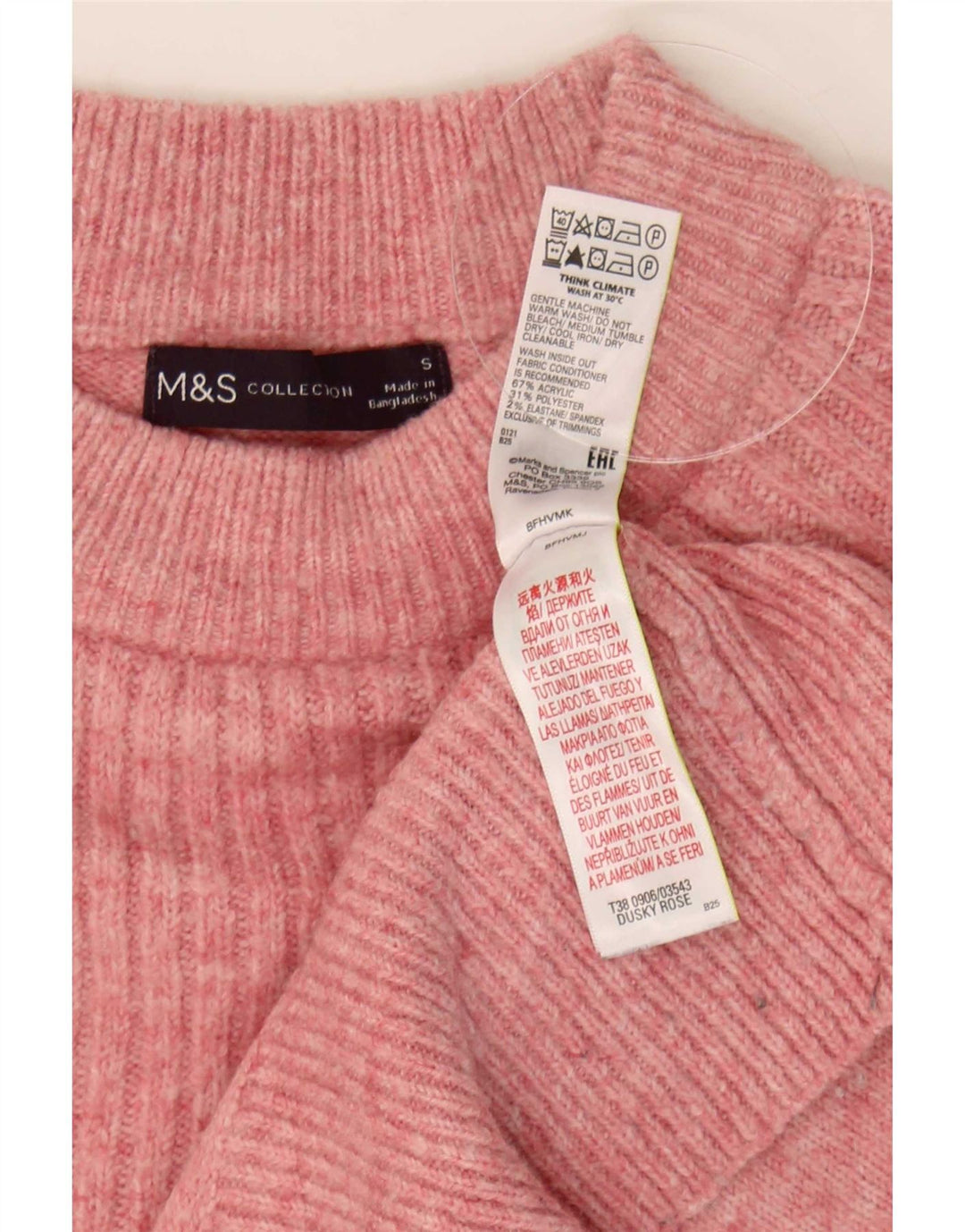 Marks & Spencer Pulover supradimensionat pentru femei cu decolteu rotund UK 10 Mic roz