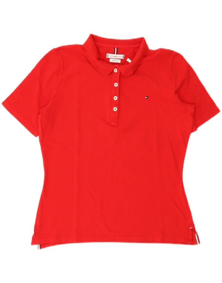 Tricou polo Tommy Hilfiger pentru femei, cu croiala normală, UK 12, roșu mediu