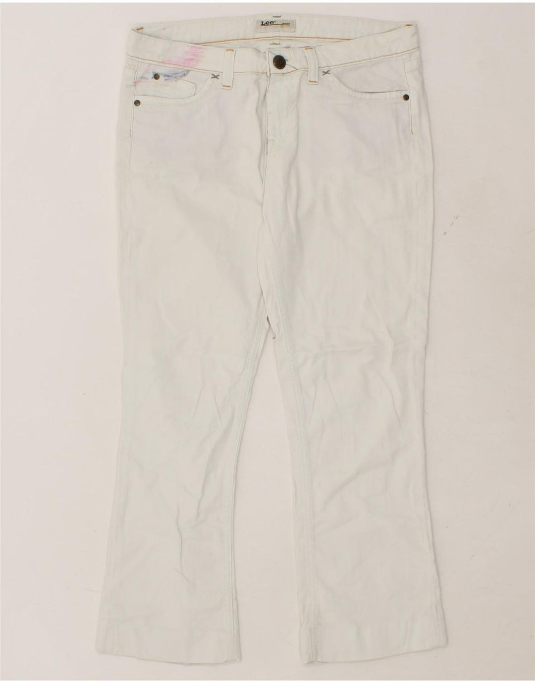 LEE Womens Bell Bootcut Jeans W30 L25 White Cotton Vintage Lee and Second-Hand Lee from Messina Hembry 