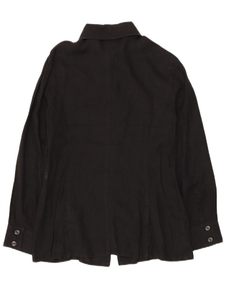 Bluză cămașă supradimensionată pentru femei LUISA SPAGNOLI UK 10 Small Black Flax