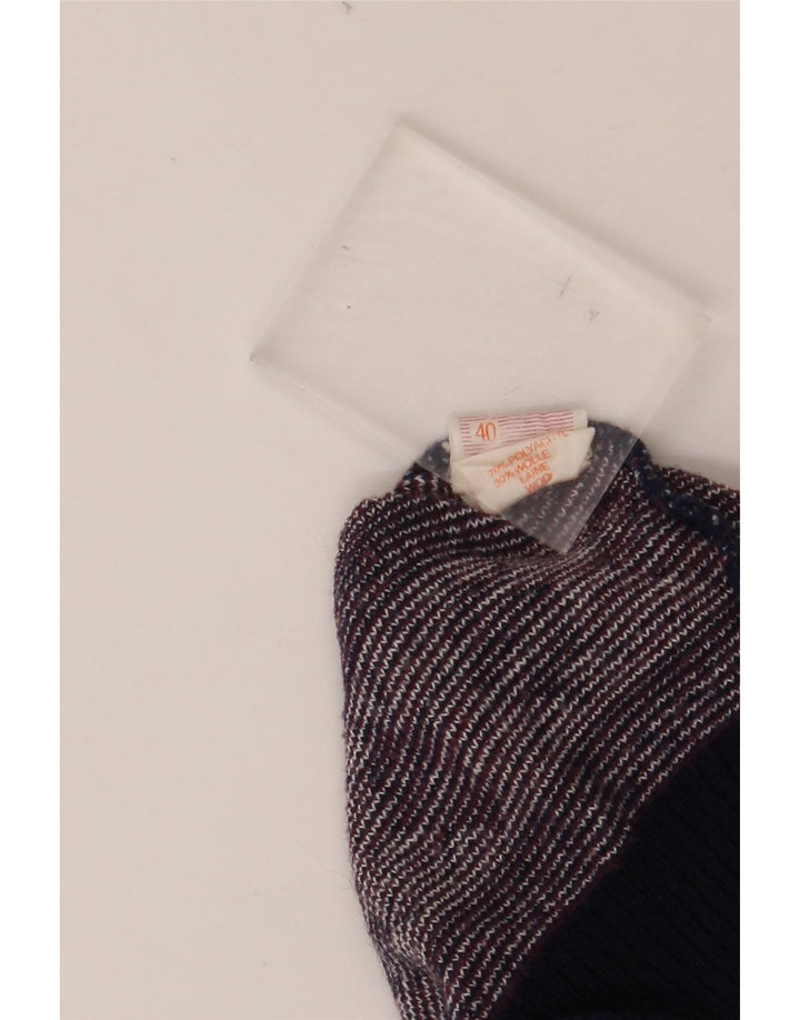 Pulover VINTAGE pentru bărbați cu gât roșu, UK 40 Medium Burgundy Fair Isle