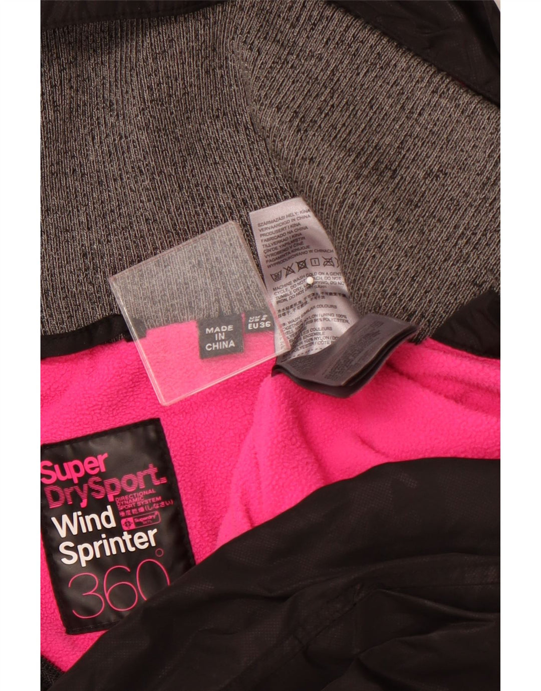 Jachetă Anorak cu glugă pentru femei SUPERDRY UK 8 Small Nylon negru