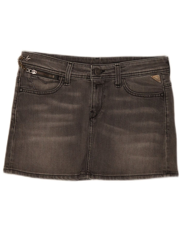 Fusta mini denim pentru femei Replay W28 bumbac gri mediu