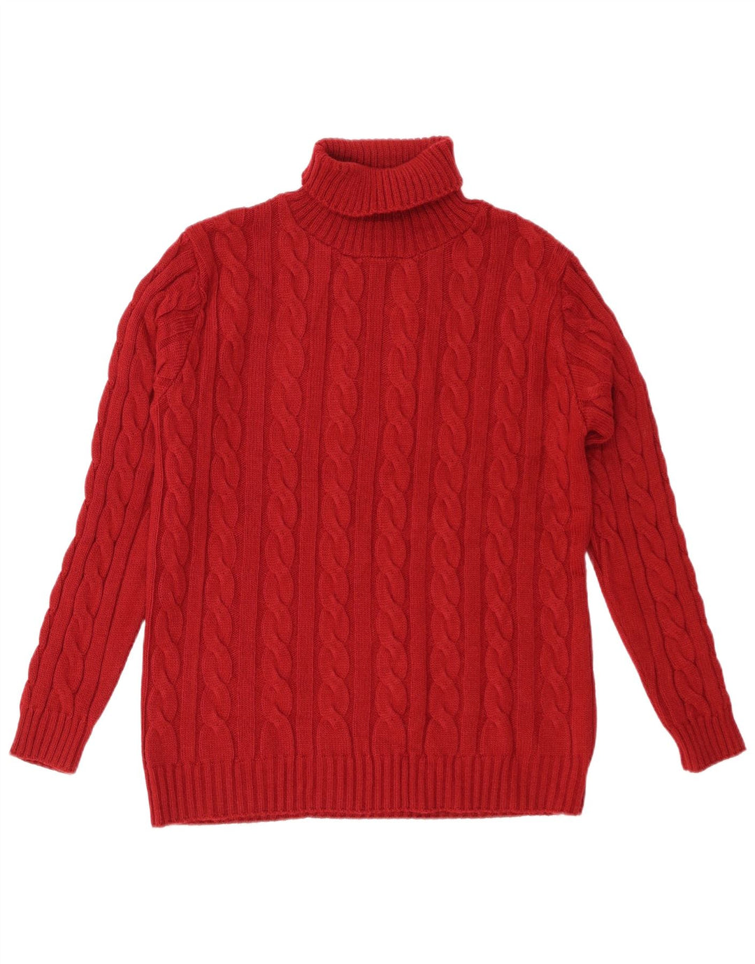 VINTAGE Pulover cu gât rulat pentru femei UK 14 mare, roșu acrilic