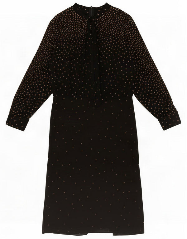 Rochie maxi cu mânecă lungă pentru femei UK 18 XL Black Spotted