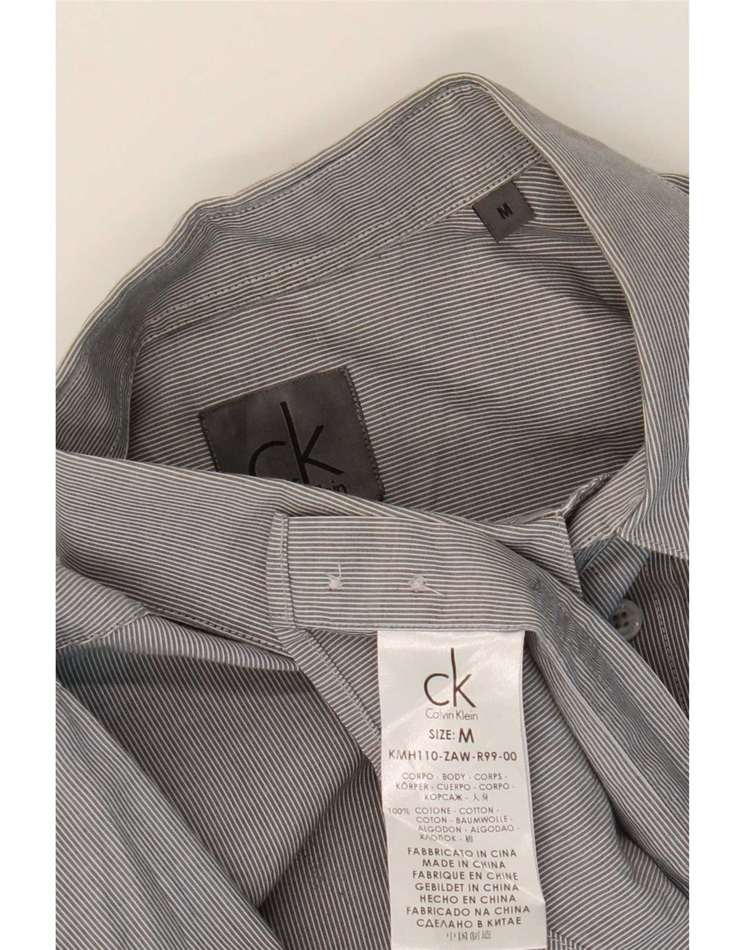 Cămașă pentru bărbați Calvin Klein Slim Fit, bumbac cu dungi gri mediu